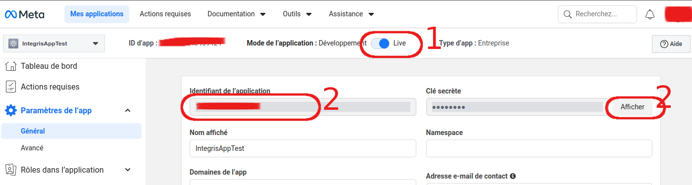Client ID et Secret